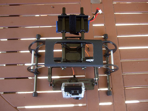 DJI F450 Flame Wheel Multirotor -  2-Axis Carbon Fiber Camera gimbal mounted on landing gear
