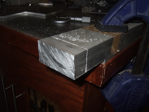 Savage 5T - I will start off with a bar of 6061 aluminum and cut a 3/4 inch off. 