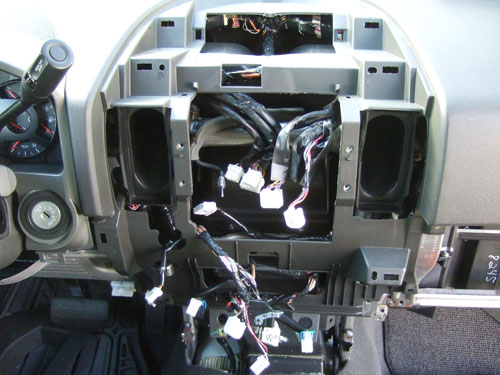 Nissan Titan Stereo Upgrade - dash cover removed