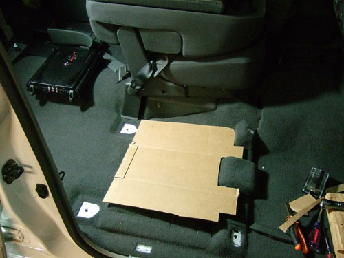 Nissan Titan Stereo Upgrade - prototype rack mount - cardboard